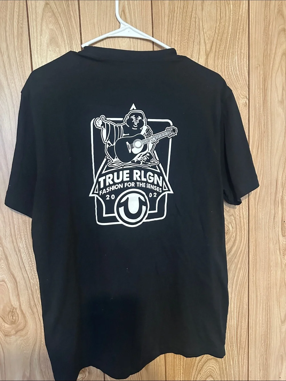 True Religion Black Tee with White Horseshoe Logo
